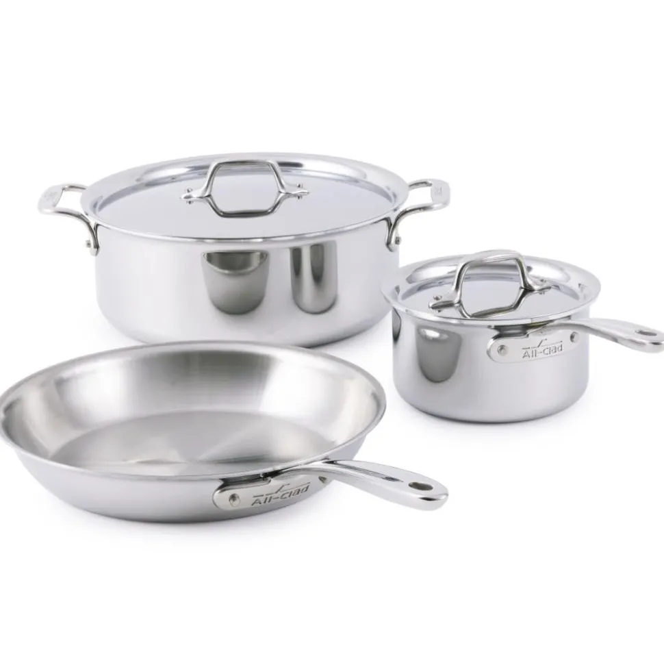 D3 Everyday Stainless 3-Ply Bonded Cookware, 5 Piece Set | All-Clad