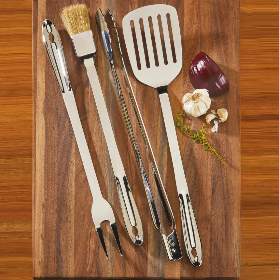 Enameled Cast Iron 12 inch Skillet with Lid & 5 piece BBQ Tool Set