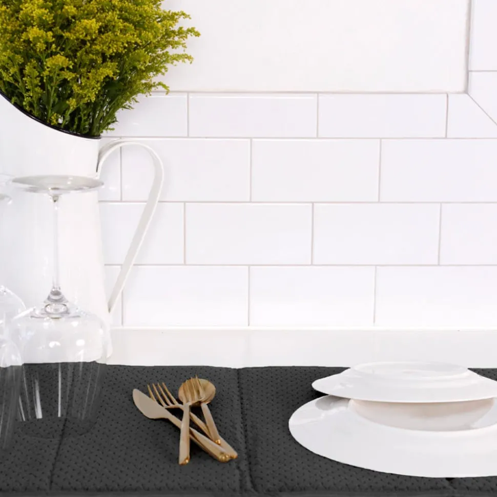 2-Pack Black Drying Mat Set / Absorbent, Quick-Dry Solution for Your Kitchen