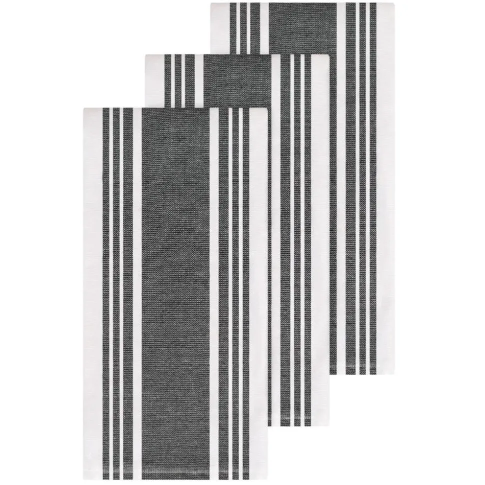 3-Pack Black Dual Kitchen Towel Set / Absorbent, Durable, and Kitchen-Ready