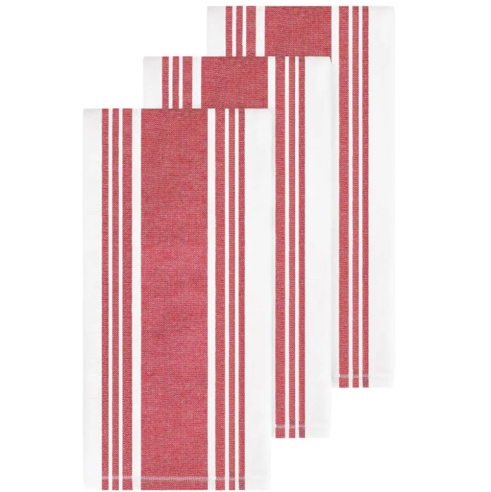 3-Pack Chilli Red Dual Kitchen Towel Set / Pop of Colour with Maximum Absorbency