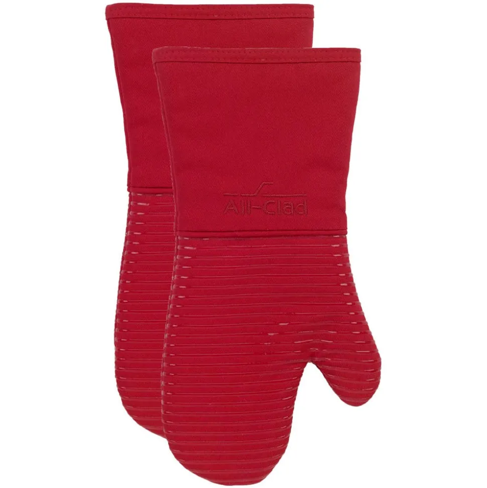2-Pack Chilli Red Oven Mitt Set / Reliable Heat Protection
