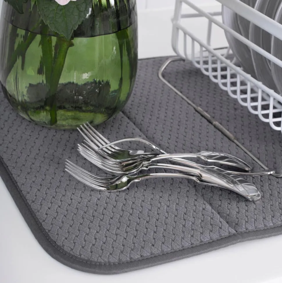 2-Pack Pewter Grey Drying Mat Set / Modern Look and Superior Drying Performance